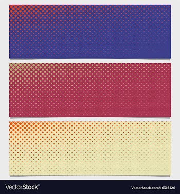 Halftone circle pattern horizontal banner set vector image