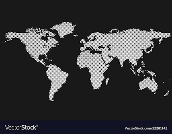 Halftone circle pattern world map background vector image