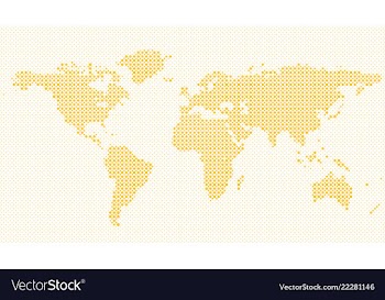 Halftone circle pattern world map background vector image