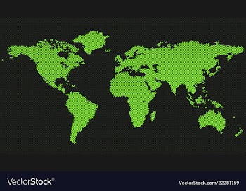 Halftone circle pattern world map background vector image