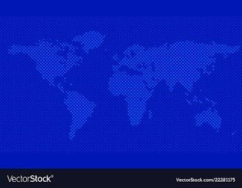 Halftone circle pattern world map background vector image