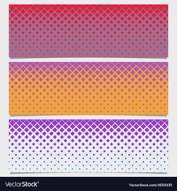 Halftone diagonal square pattern banner design set vector image