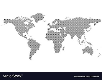 Halftone dot pattern world map background vector image