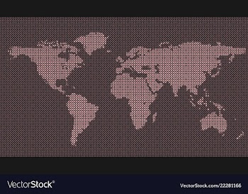 Halftone dot pattern world map background vector image