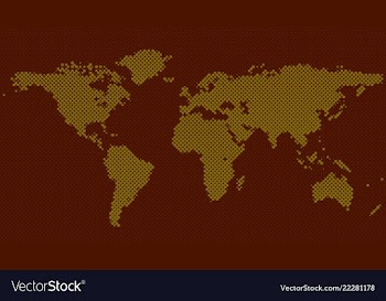 Halftone dot pattern world map background vector image