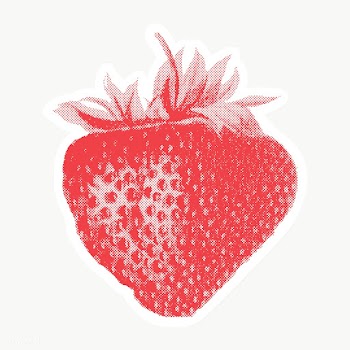 Halftone fresh strawberry sticker overlay with white border  | Free  transparent png - 2342760
