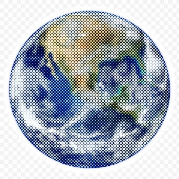Halftone planet earth sticker with a white border | Free  transparent png - 2351629
