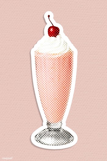 Halftone strawberry milkshake drink sticker with a white border | Free  illustration - 2351594