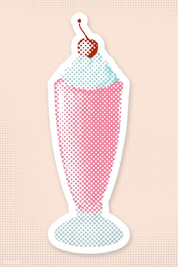 Halftone strawberry milkshake drink sticker with a white border | Free  illustration - 2352772