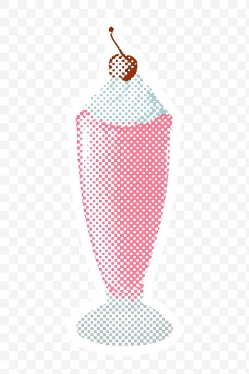 Halftone strawberry milkshake drink sticker with a white border | Free  transparent png - 2352782