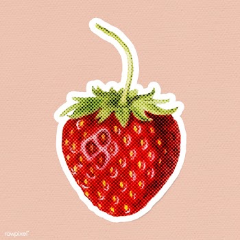 Halftone strawberry sticker with a white border | Free  illustration - 2351254