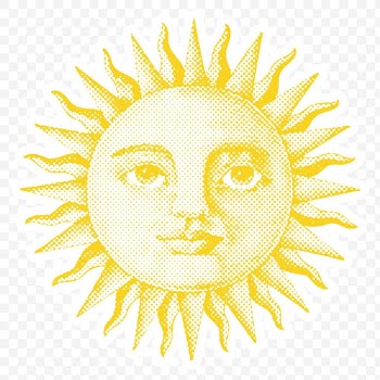 Halftone sun with a face sticker  with a white border | Free  transparent png - 2352128