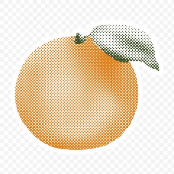 Halftone tangerine sticker with a white border | Free  transparent png - 2352791