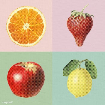 Halftone tropical fruit sticker set design element | Free  illustration - 2383470