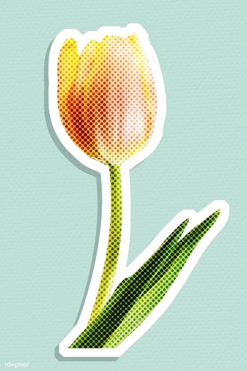 Halftone tulip flower sticker with a white border | Free  illustration - 2351546