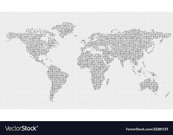 Halftone world map background - circle pattern vector image