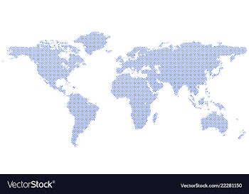 Halftone world map background - circle pattern vector image