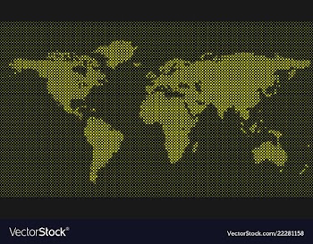 Halftone world map background - circle pattern vector image