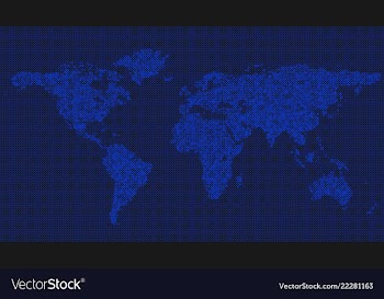 Halftone world map background - circle pattern vector image