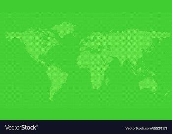Halftone world map background - circle pattern vector image