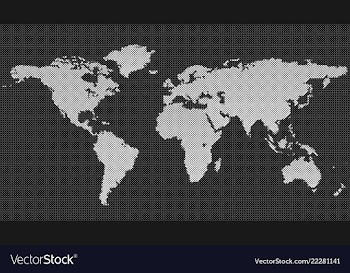 Halftone world map background - dot pattern design vector image