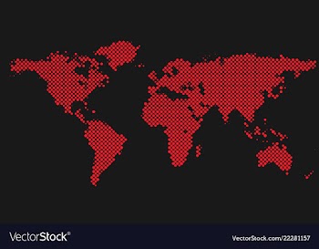 Halftone world map background - dot pattern design vector image
