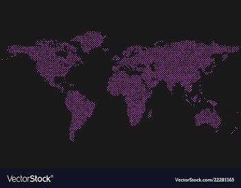 Halftone world map background - dot pattern vector image