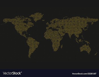 Halftone world map background - dot pattern vector image