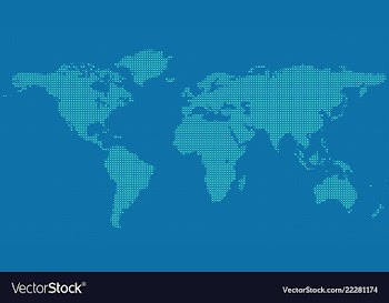 Halftone world map background - dot pattern vector image