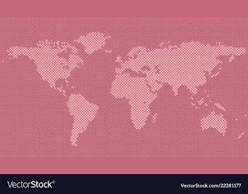 Halftone world map background from circles vector image