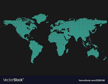 Halftone world map background - graphic vector image