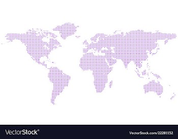 Halftone world map background with circles vector image