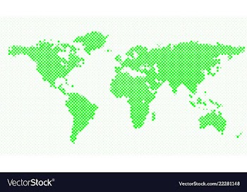 Halftone world map background with dots vector image
