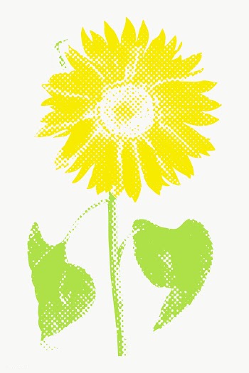 Halftone yellow sunflower sticker overlay with white border  | Free  transparent png - 2341757