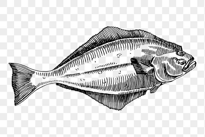Halibut fish png sticker, vintage | Free PNG - rawpixel