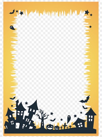 Halloween Art Illustration - Orange frame border 