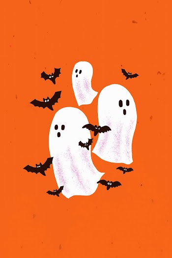 Halloween background vector, cute white ghost… | Free stock illustration | High Resolution graphic