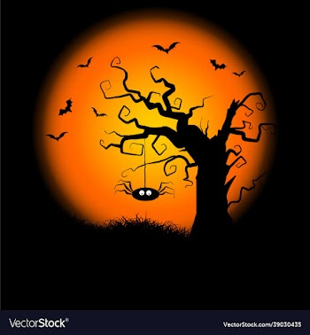 halloween background with hanging spider