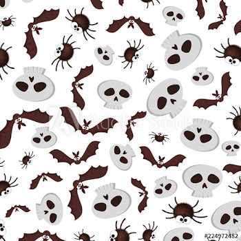 halloween bats with spiders and skull pattern