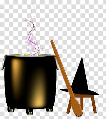 Halloween, black witch cooking pot illustration transparent background PNG clipart
