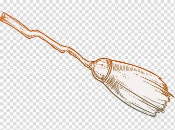 Halloween Broom, Cartoon hand-painted Halloween broom transparent background PNG clipart