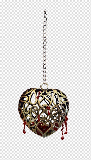 Halloween, brown heart pendant transparent background PNG clipart