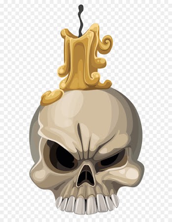Halloween Candle Jack-o'-lantern Clip art - Halloween Skull with Candle PNG Clipart Image 