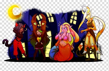 Halloween Candy Adopts C L O S E D, four assorted-color characters transparent background PNG clipart