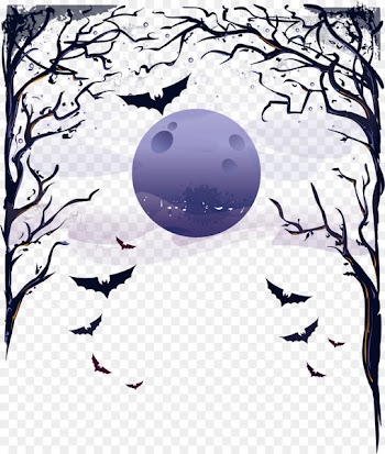 Halloween card Poster Jack-o-lantern - Vector moon bat 
