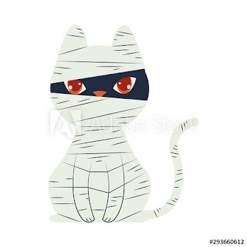halloween cat mascot with mummy costume seasonal icon