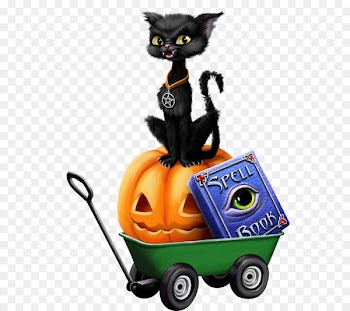 Halloween Cat Witch Clip art - Halloween pumpkin black cat 