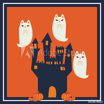 halloween cats disguised of ghost characters