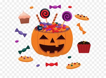 Halloween Children's party Flyer - Vector happy pumpkin and candy 