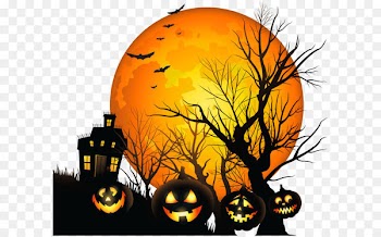 Halloween Clip art - Large Haunted House and Moon PNG Clipart 